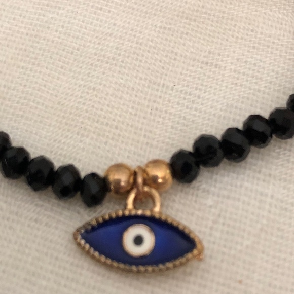 Faceted black Swarovski crystal Good Luck Charm Bracelet Hamsa Evil Eye - Picture 3 of 16